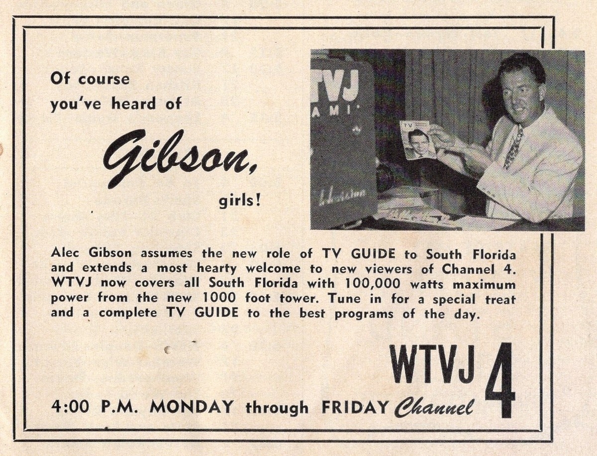 1954 WTVJ MIAMI FLORIDA TV AD ALEC GIBSON HOLDING FRANK SINATRA TV GUIDE EBay