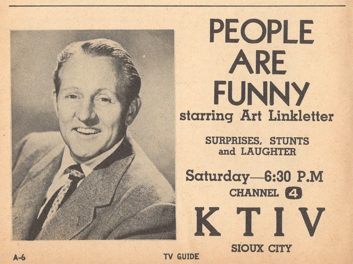 1958 KTIV TV AD SIOUX CITY IOWA PEOPLE ARE FUNNY ART LINKLETTER EBay