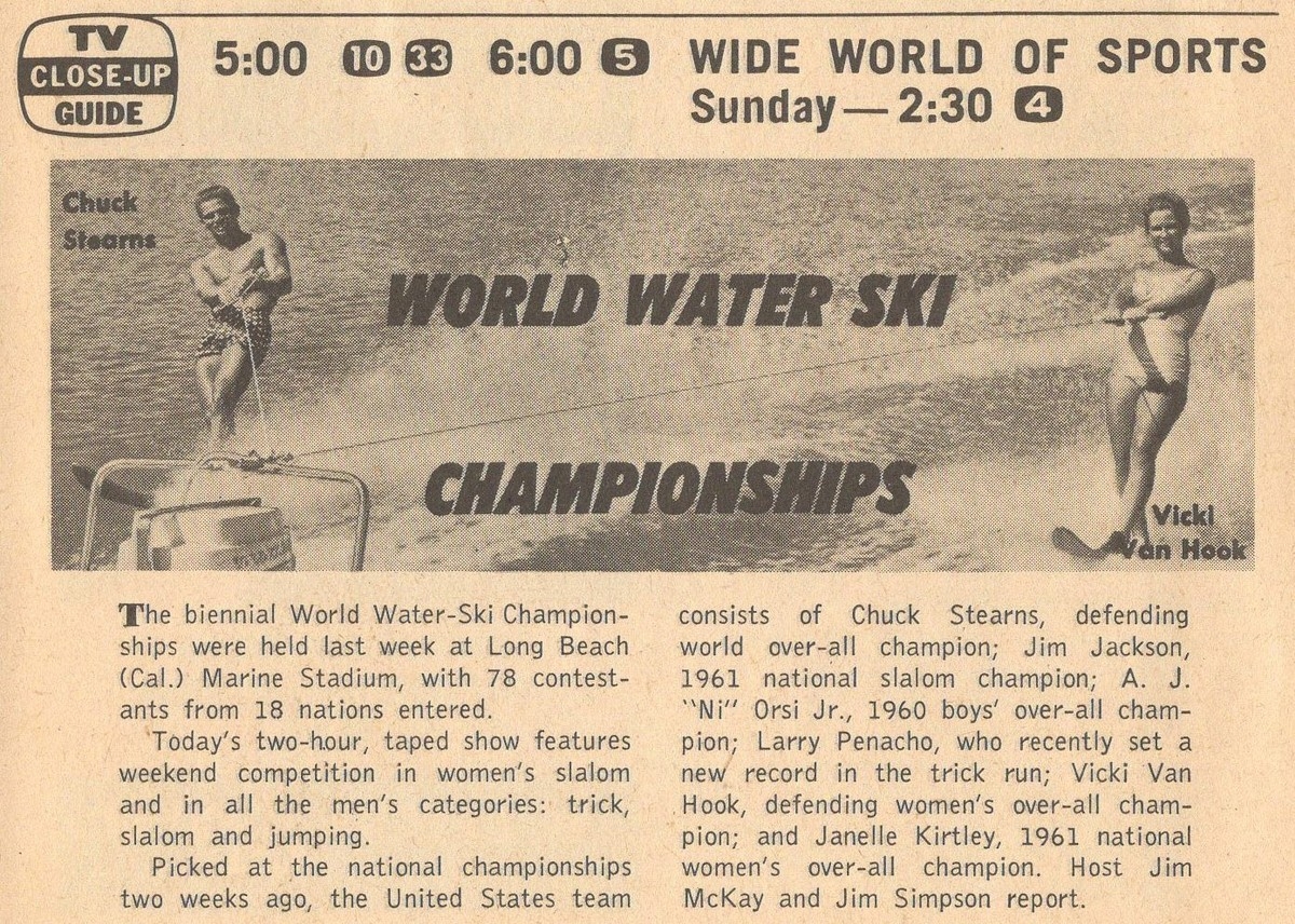 1961 TV AD WORLD WATER SKI CHAMPIONSHIPS LONG BEACH MARINE STADIUM CHUCK STEARNS EBay