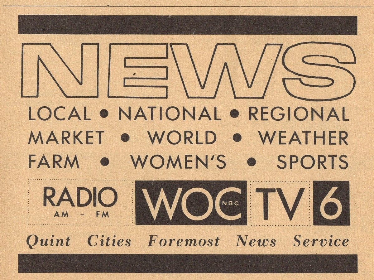 1963 WOC TV NEWS AD DAVENPORT IOWA CHANNEL 6 QUINT CITIES WEATHER SPORTS FARM EBay