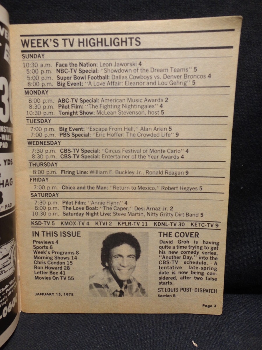 1978 Local St Louis MO TV Guide DAVID GROH JAN 15 21 EBay
