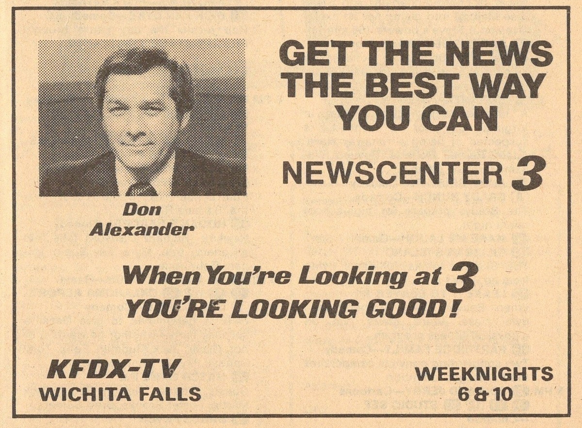 1979 KFDX WICHITA FALL TEXAS TV NEWS AD DON ALEXANDER REPORTER EBay 1979 KFDX WICHITA FALL TEXAS TV NEWS AD DON ALEXANDER REPORTER EBay