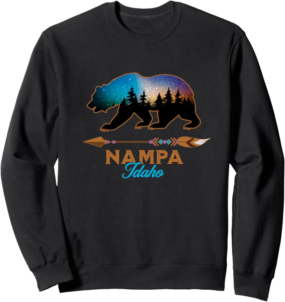 Amazon Nampa Idaho Bear Silhouette Starry Night Novelty Souvenir Sweatshirt Clothing Shoes Jewelry