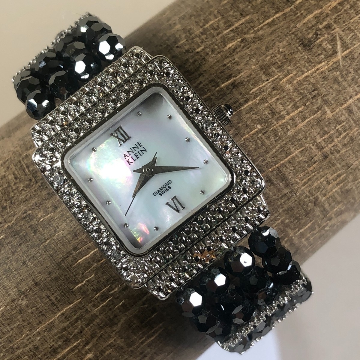 Anne Klein Diamond Swiss Women 12 7557 Luxury MOP Beads Bracelet Quartz Watch 6 EBay
