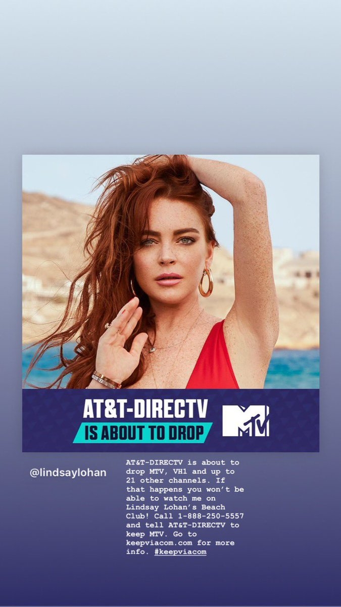 AT T DIRECTV Is About To Drop MTV VH1 And Up To 21 Other Channels If That Happens You Won t Be Able To Watch Me On Lindsay Lohan s Beach Club Call 1 888 250 5557 And Tell
