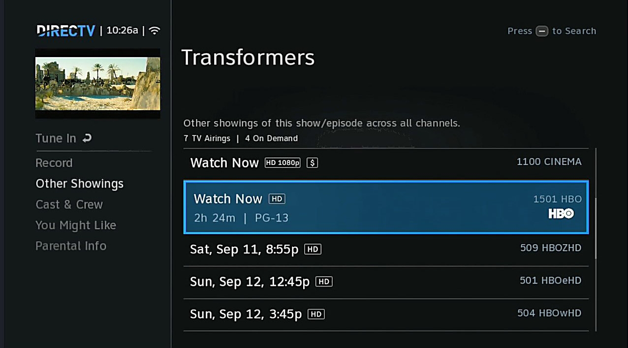 hbo directv what channel