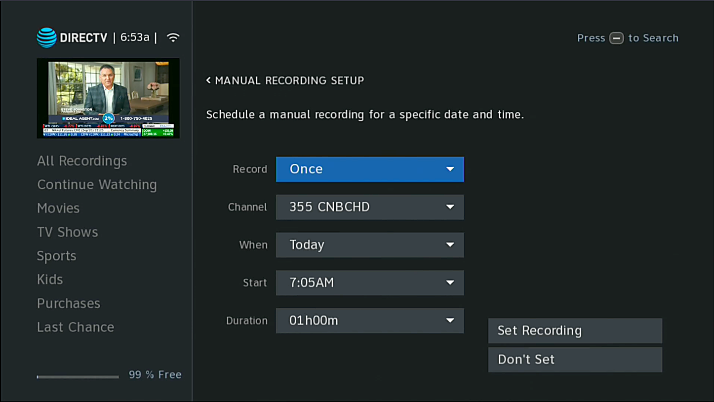 Can You Create A Manual Recording On A DIRECTV DVR So It s Like A VCR The Solid Signal Blog