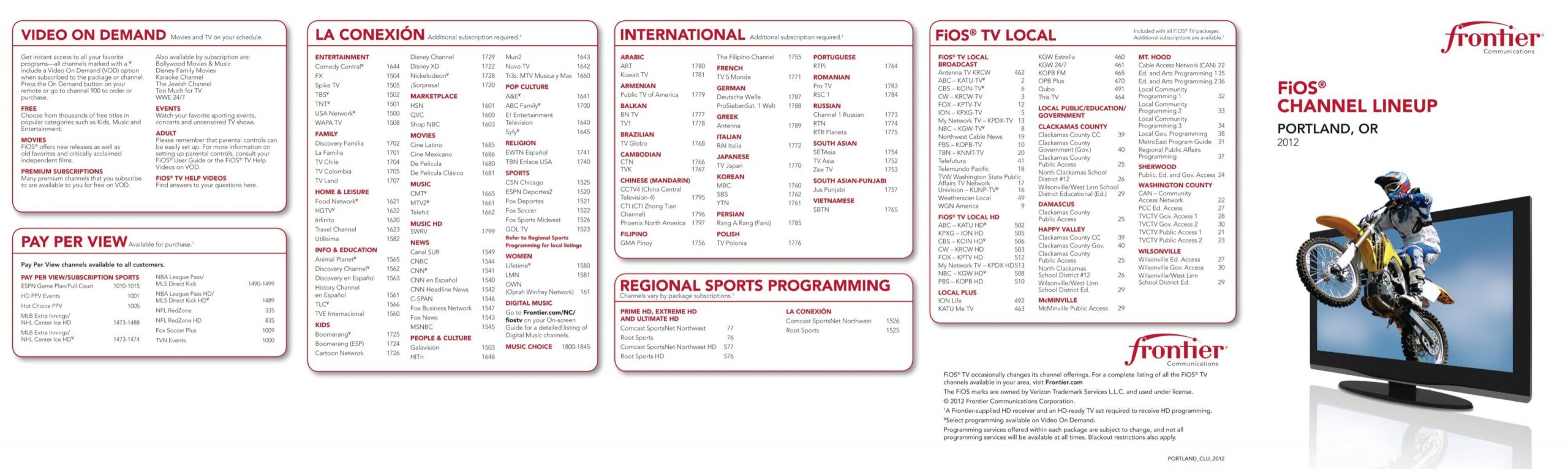 CHANNEL LINEUP Frontier