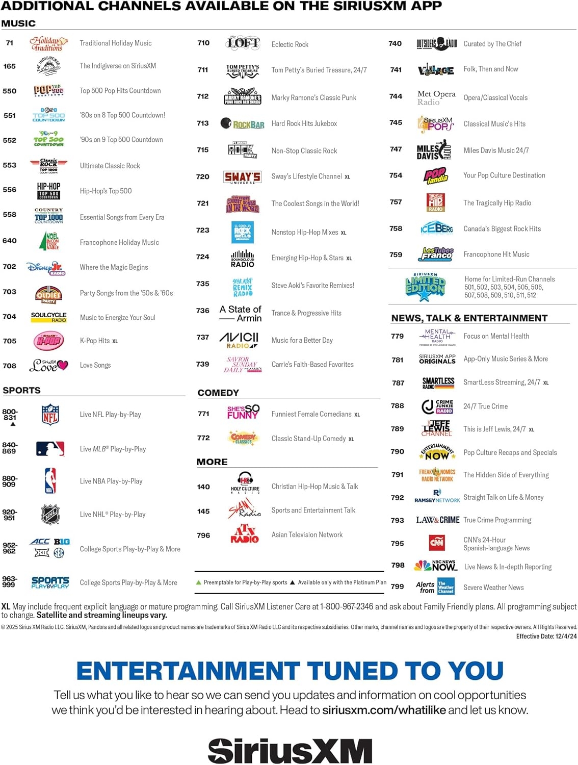 channel list for sirius xm channel list for sirius xm