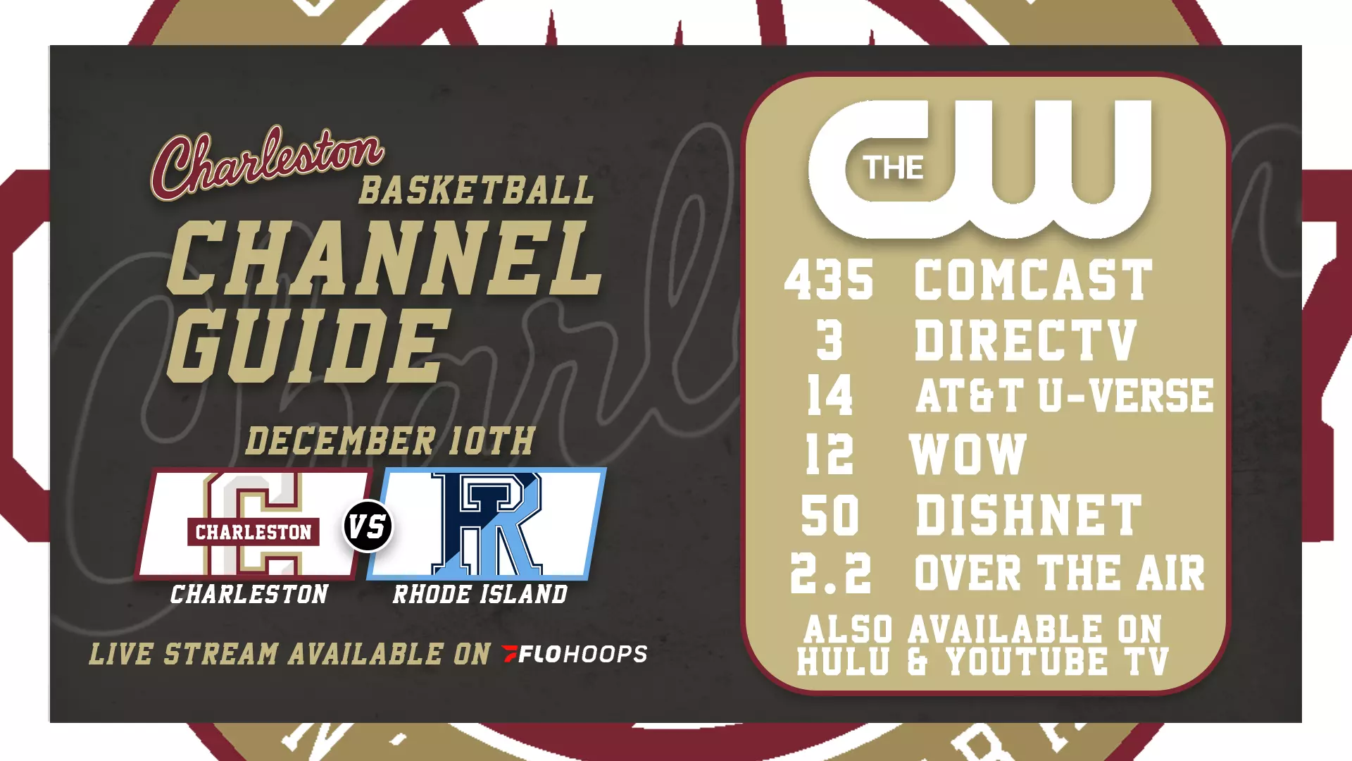 Charleston Athletics Announces Broadcast Agreement With WCBD TV College Of Charleston Athletics Charleston Athletics Announces Broadcast Agreement With WCBD TV College Of Charleston Athletics