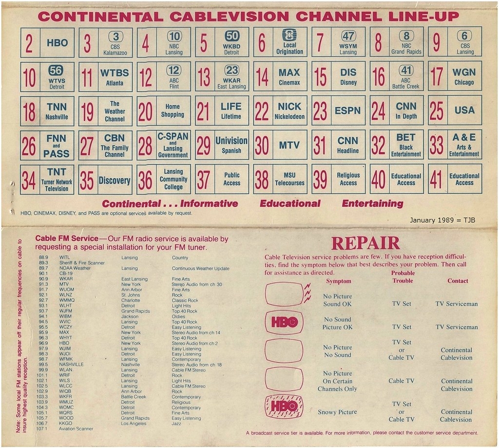 Continental Cablevision channel Lineup information etc 19 Flickr Continental Cablevision channel Lineup information etc 19 Flickr