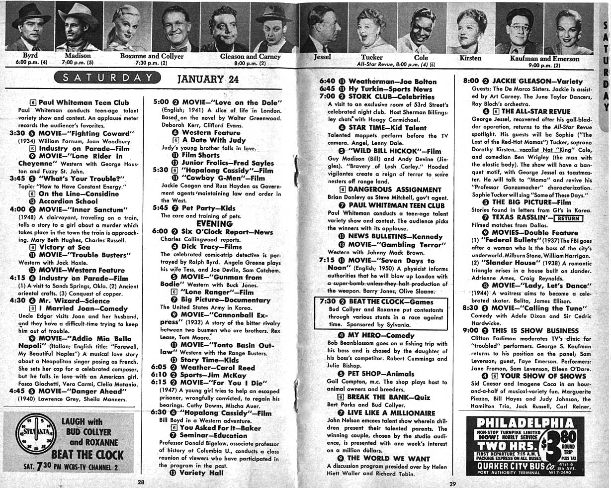 CTVA US TV Listings 1953