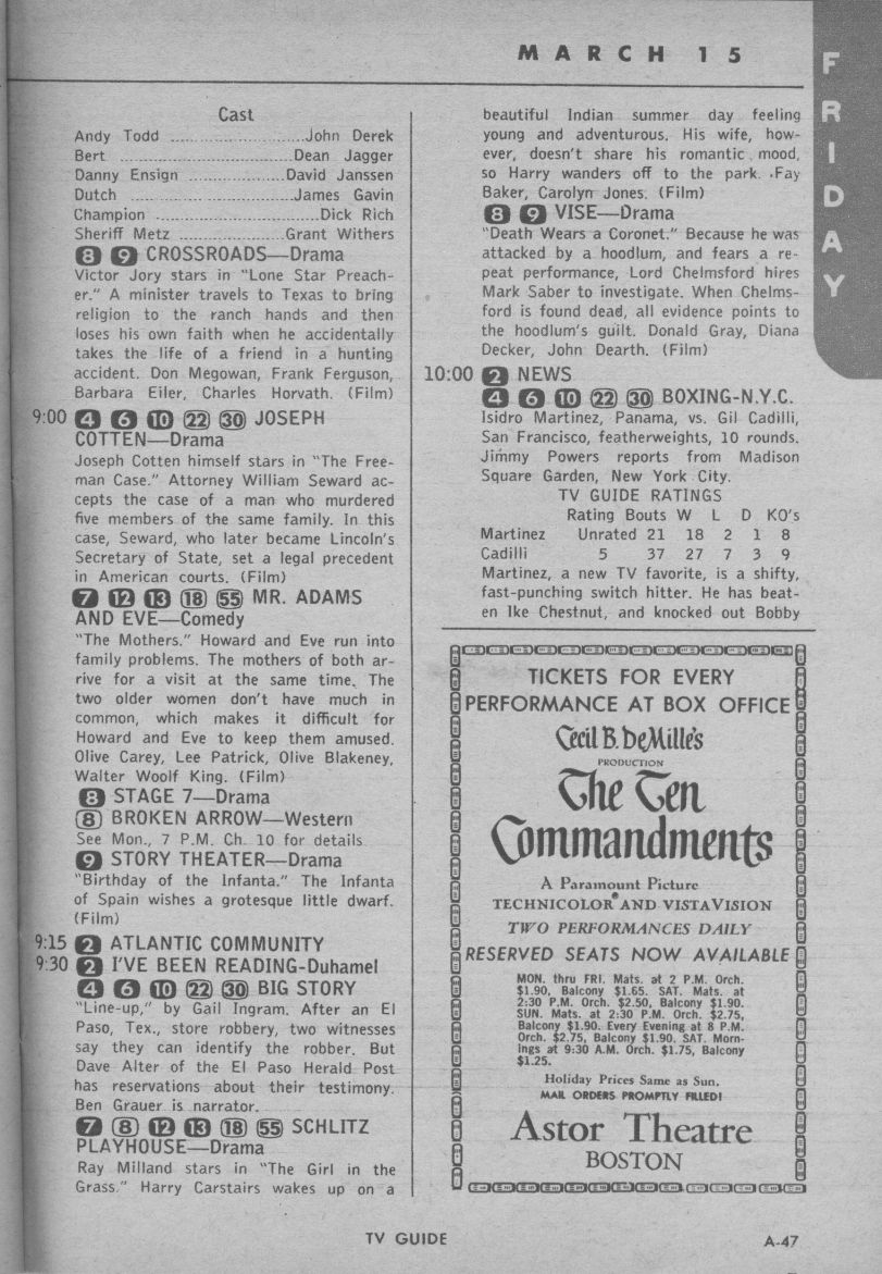 CTVA US TV Listings 1957