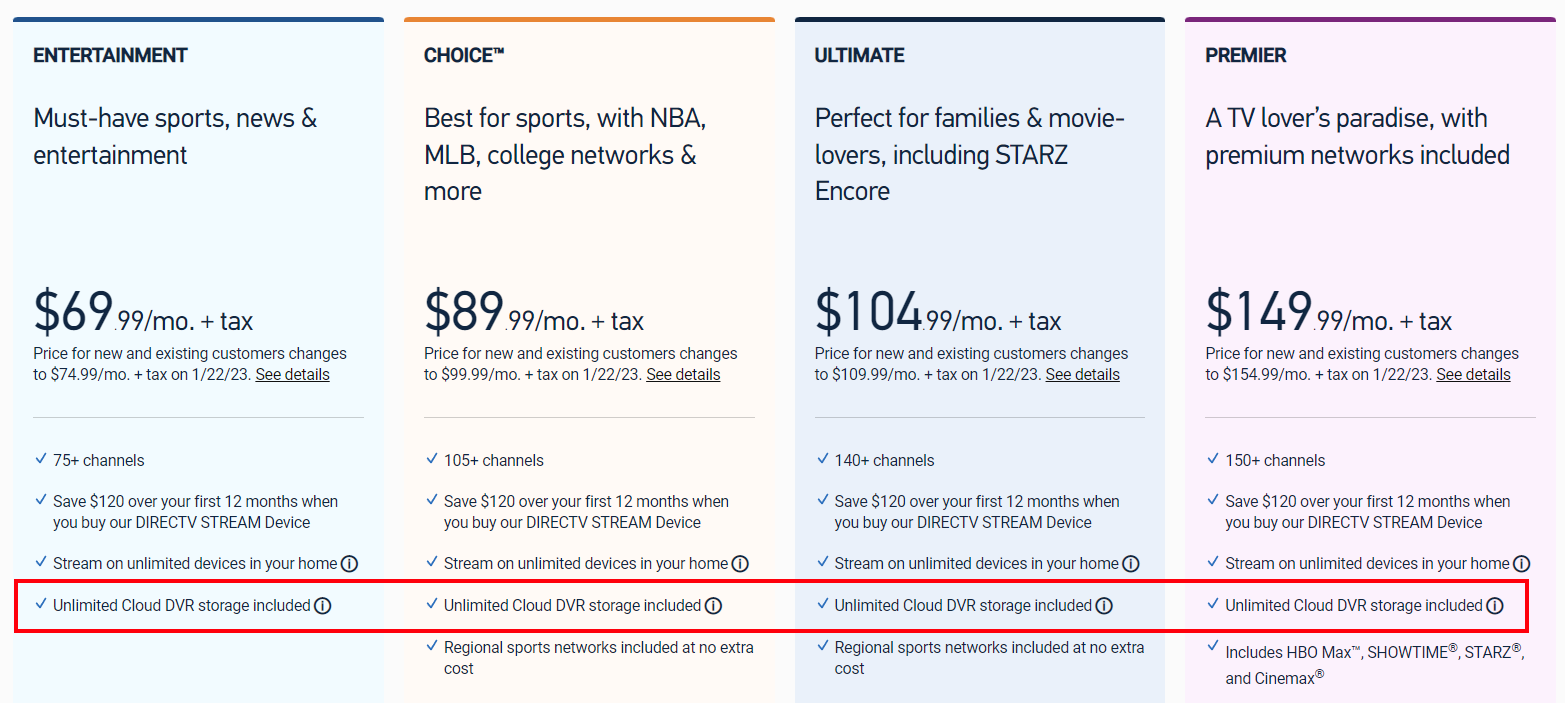 Dropping 10 month Unlimited DVR For Existing Customers DIRECTV Community Forums