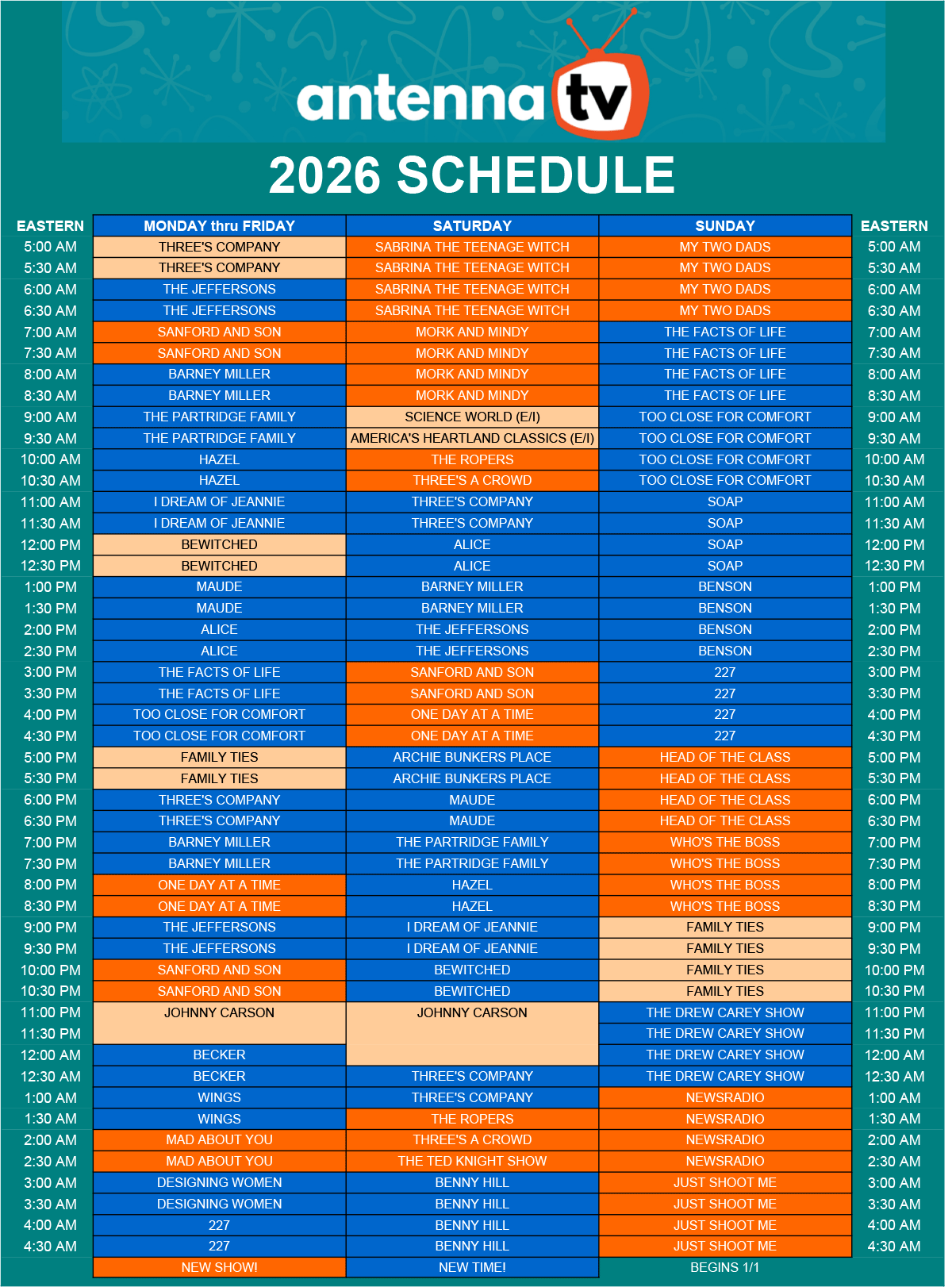 Eastern Schedule Antenna TV
