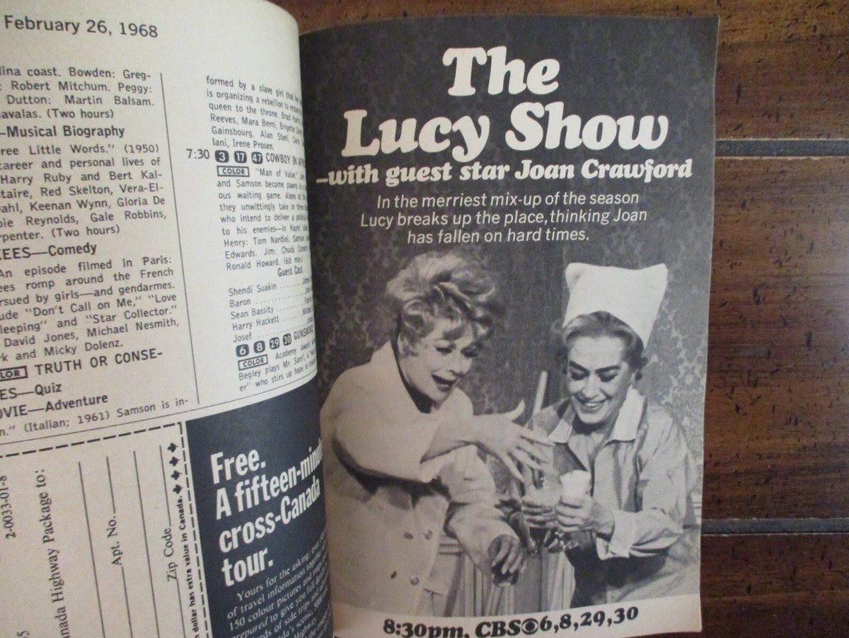 Feb 1968 TV Guide Mag JOAN CRAWFORD JOEY BISHOP LESLEY ANN WARREN ROBERT VAUGHN EBay