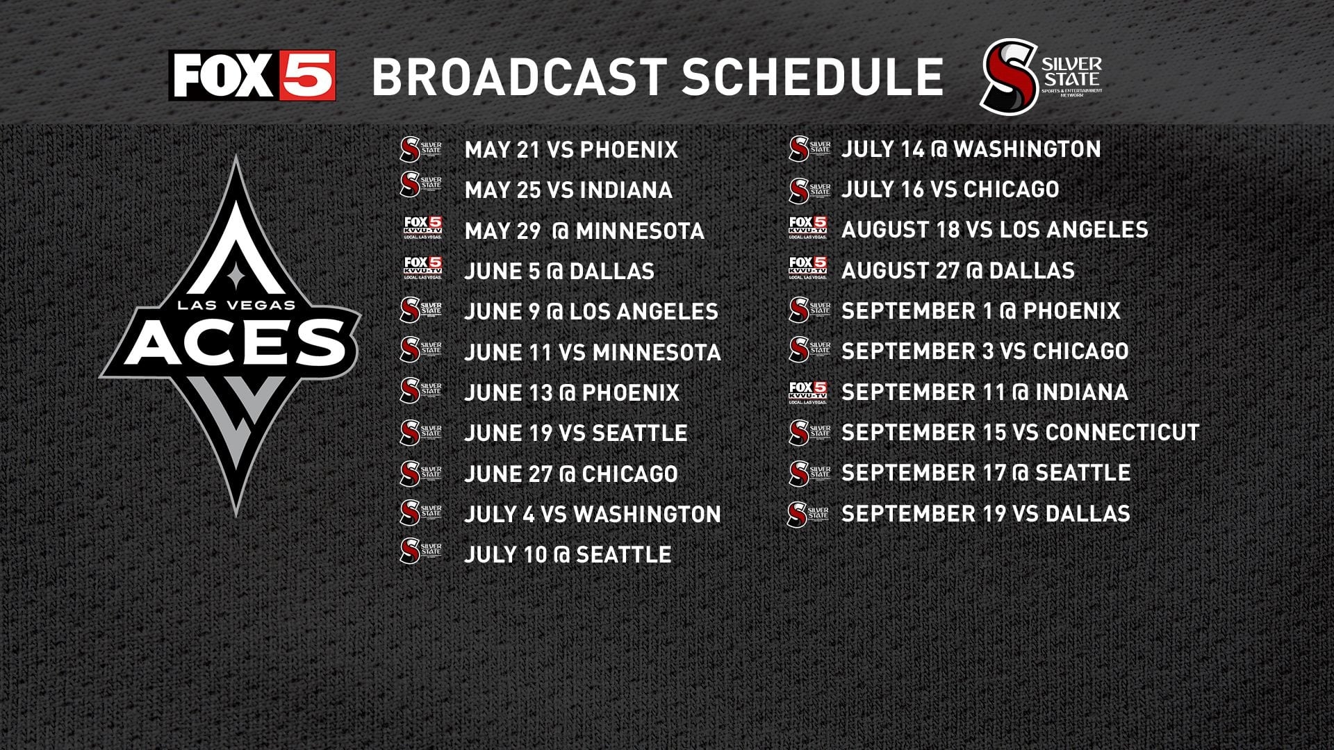 FOX5 Silver State Sports Entertainment Network To Air 21 Las Vegas Aces Games In 2024 Season FOX5 Silver State Sports Entertainment Network To Air 21 Las Vegas Aces Games In 2024 Season