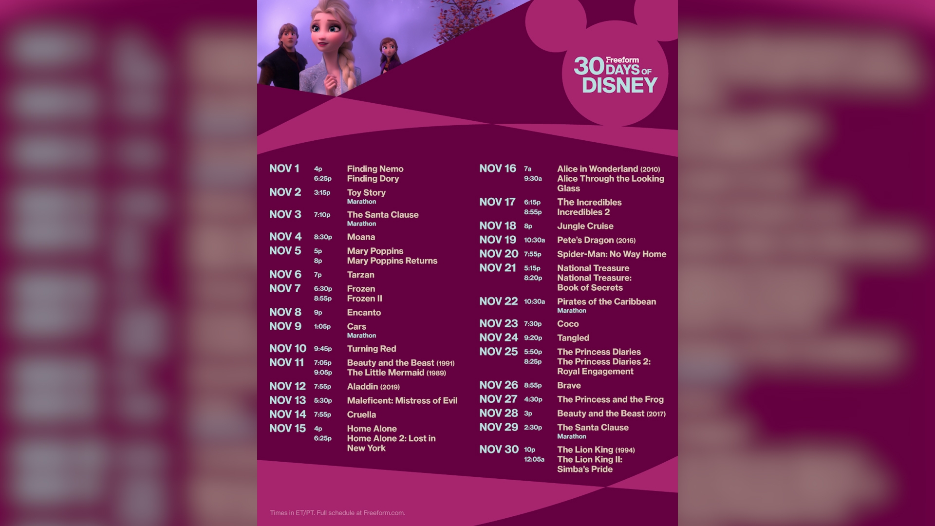 Freeform Releases 30 Days Of Disney Schedule 6abc Philadelphia