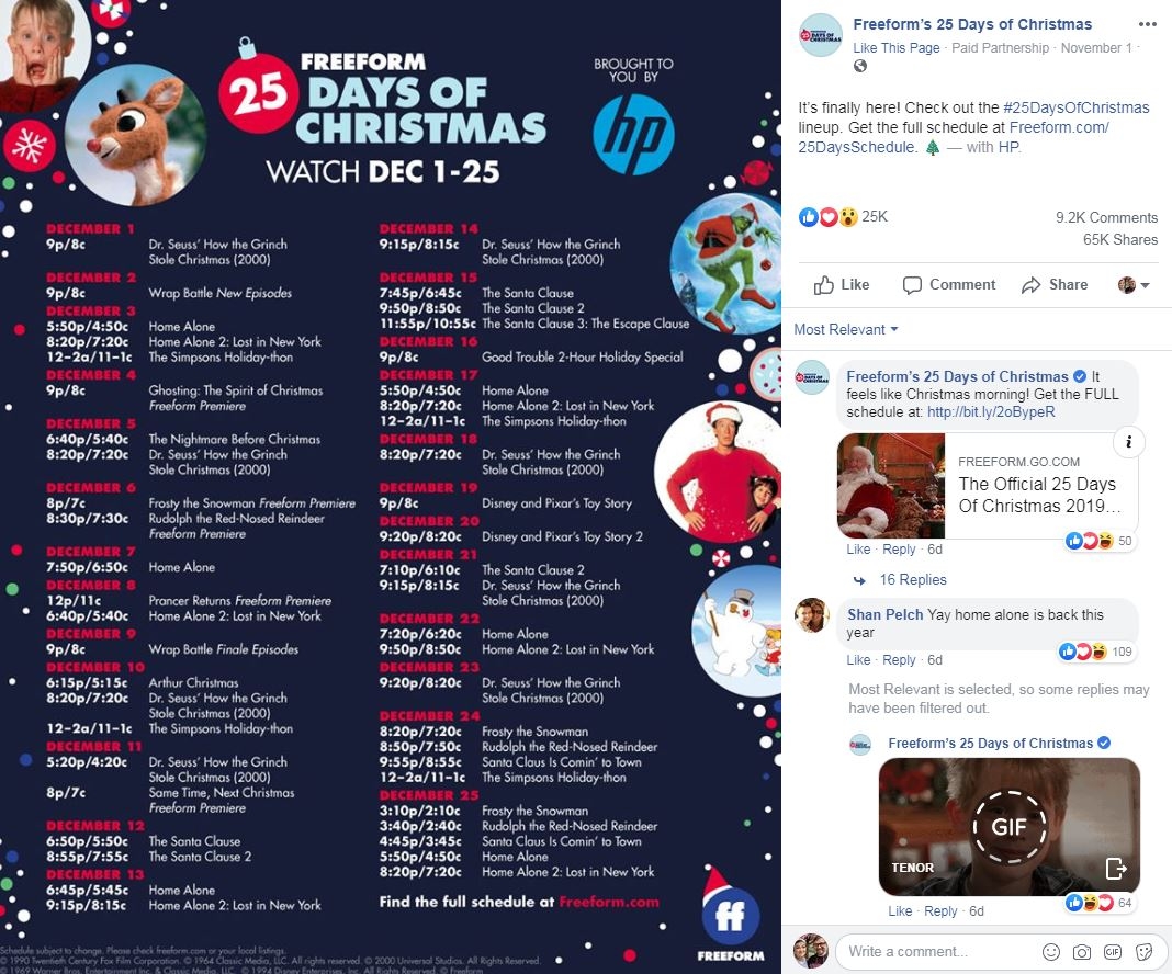 Freeform Unveils 25 Days Of Christmas Schedule