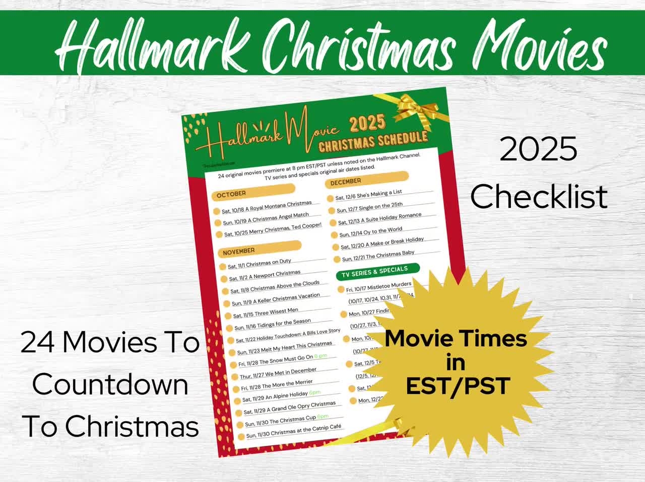 Hallmark Christmas Movies 2025 Schedule Printable Checklist Etsy Hallmark Christmas Movies 2025 Schedule Printable Checklist Etsy