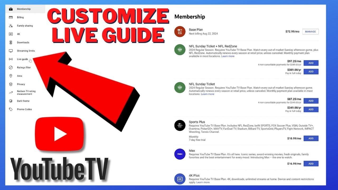 How To Customize YouTube TV Live Guide How To Add Remove Channels Customize YouTube TV List YouTube How To Customize YouTube TV Live Guide How To Add Remove Channels Customize YouTube TV List YouTube