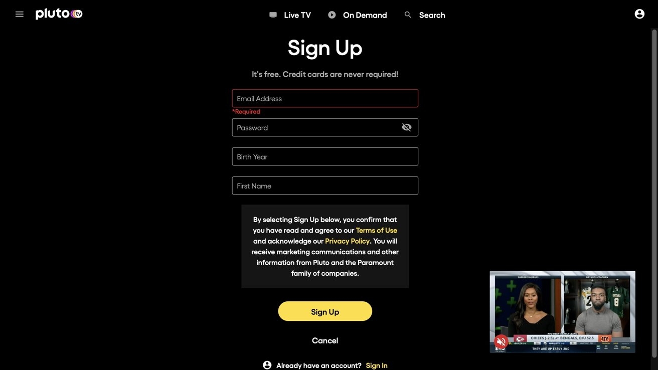 pluto tv sign up pluto tv sign up