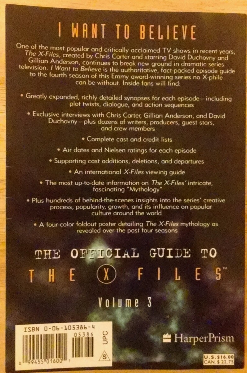 I Want To Believe The Official Guide To The X Files Volume 3 Softcover EBay