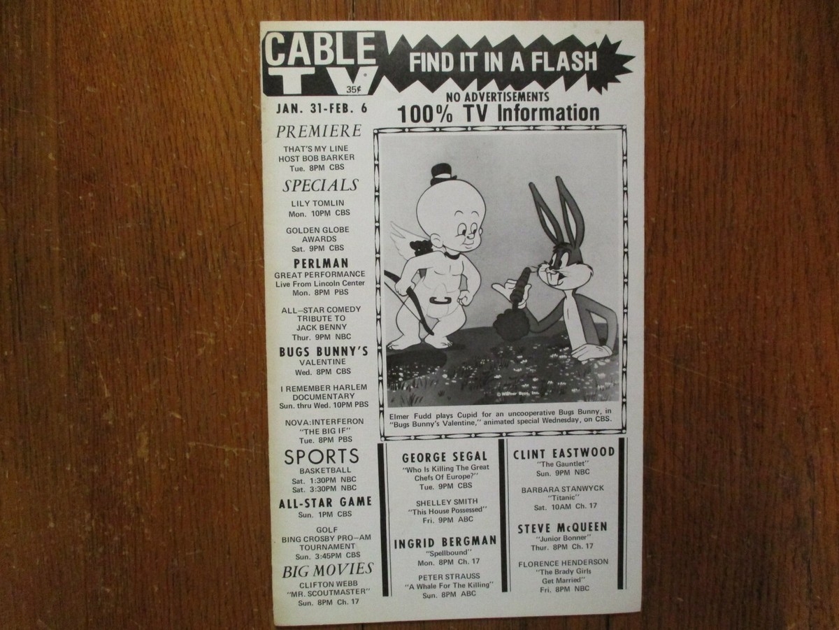 Jan 31 1981 Knoxville Tennessee Cable TV Guide BUGS BUNNY S VALENTINE ERMER FUDD EBay