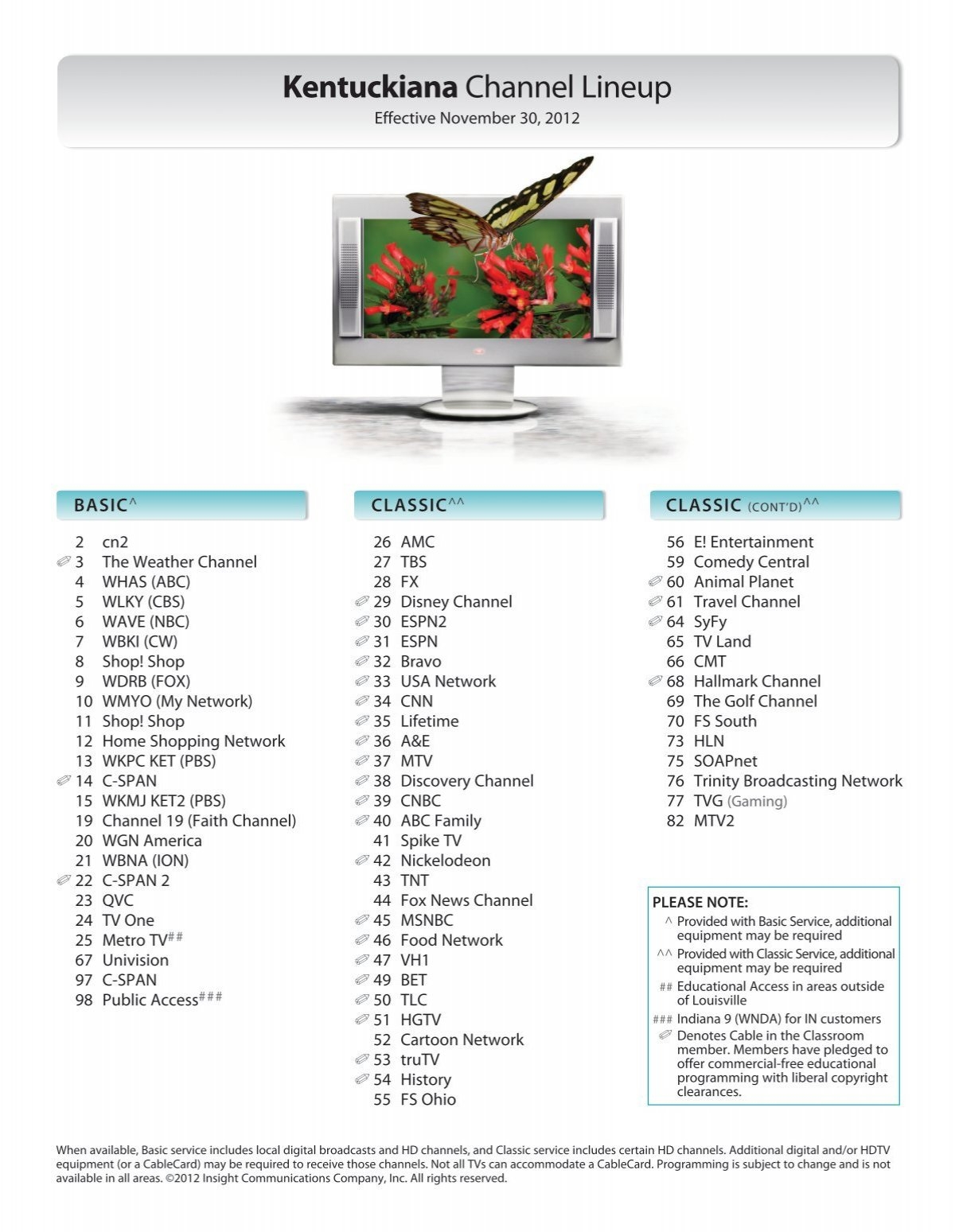 Kentuckiana Channel Lineup Insight Communications Kentuckiana Channel Lineup Insight Communications