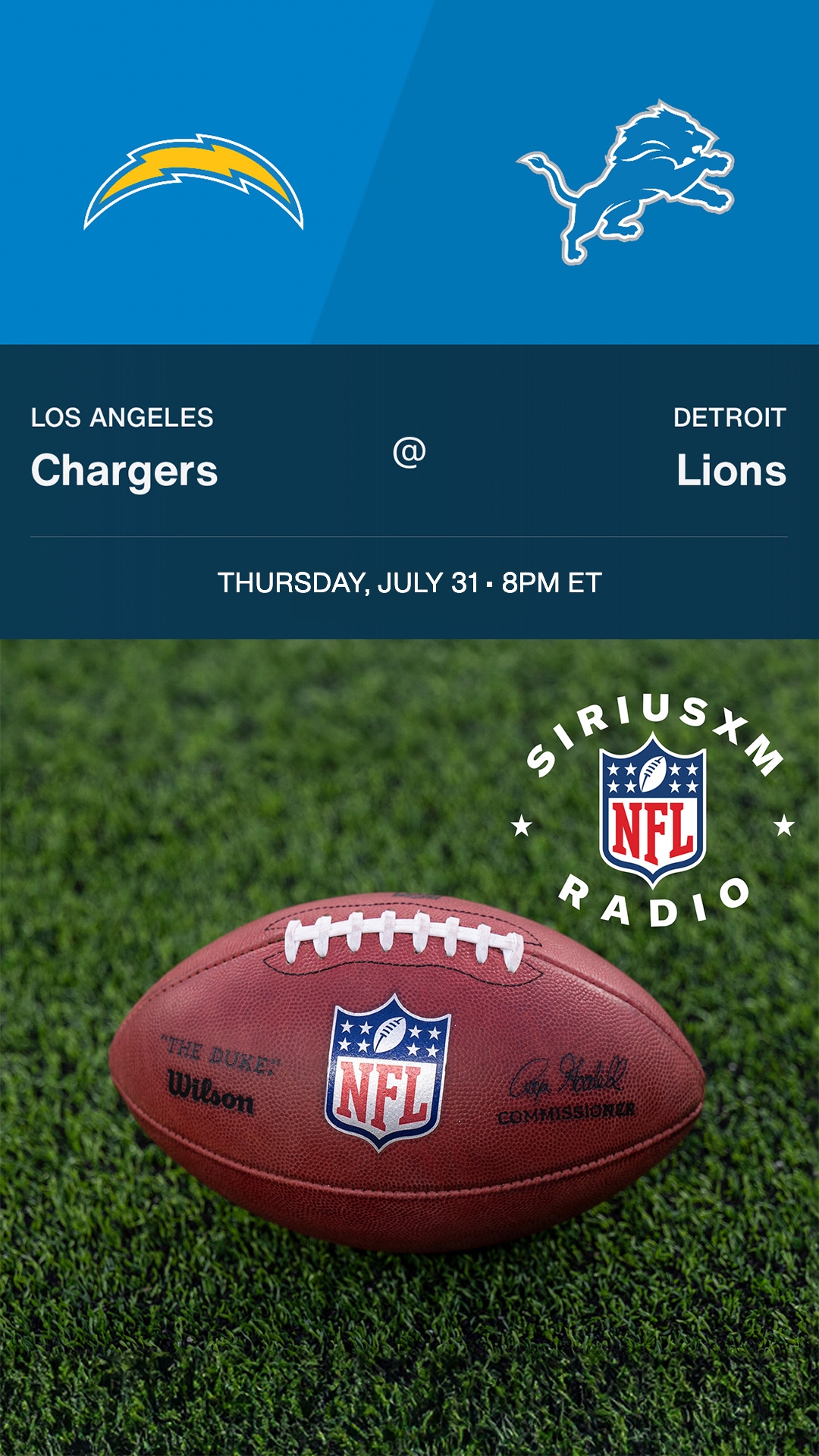 Listen Live Chargers Lions NFL Radio Broadcast 7 31 25 