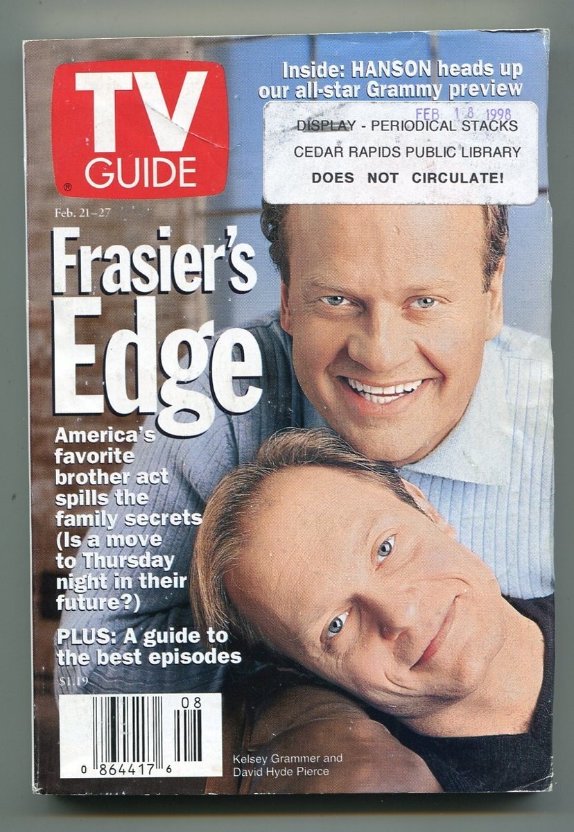 MAG TV Guide February 21 27 1998 Kelsey Grammer Frasier Iowa Ed VG EBay