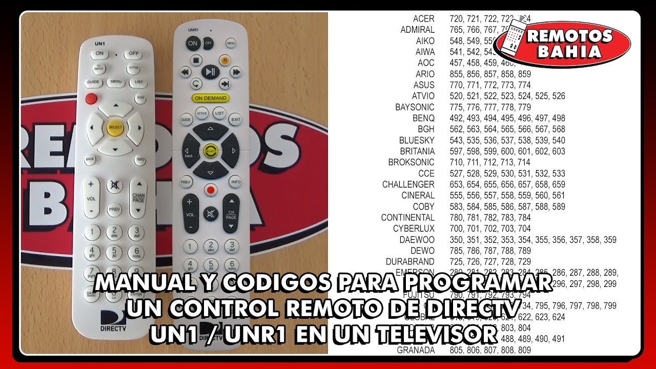 MANUAL AND LIST OF CODES TO PROGRAM A DIRECTV UN1 UNR1 REMOTE CONTROL ON A TV LCD OR LED YouTube MANUAL AND LIST OF CODES TO PROGRAM A DIRECTV UN1 UNR1 REMOTE CONTROL ON A TV LCD OR LED YouTube