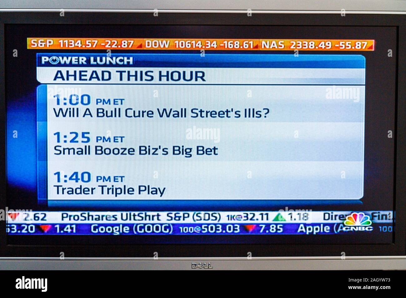 Miami Beach Florida television set TV flat Panel screen monitor cable Channel CNBC stock Market visitors Travel Traveling Tour Tourist Tourism Landmar Stock Photo Alamy