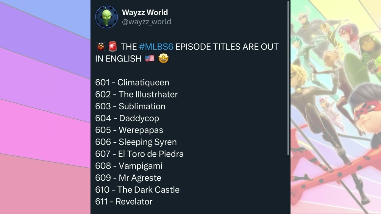 OFFICIAL ENGLISH SEASON 6 EPISODE TITLES Miraculous Ladybug Season 6 YouTube
