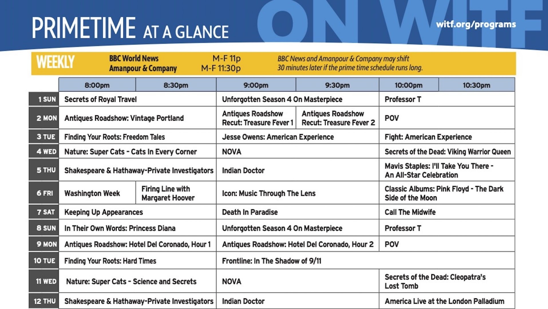 On WITF For August WITF On WITF For August WITF