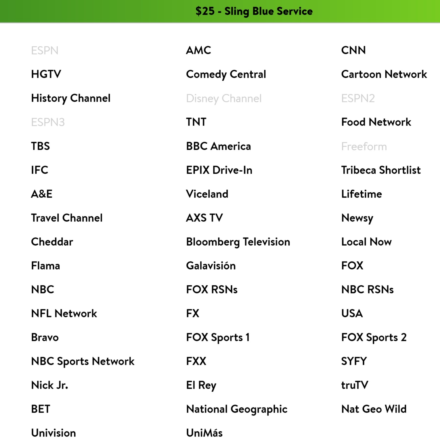 Orange And Sling Free Channel List Channel List Sling And Local Channels Channel Lineup Nesn On
