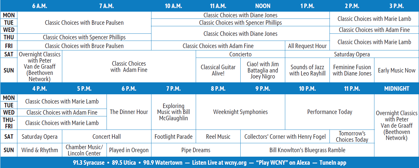 Playlist Schedules WCNY