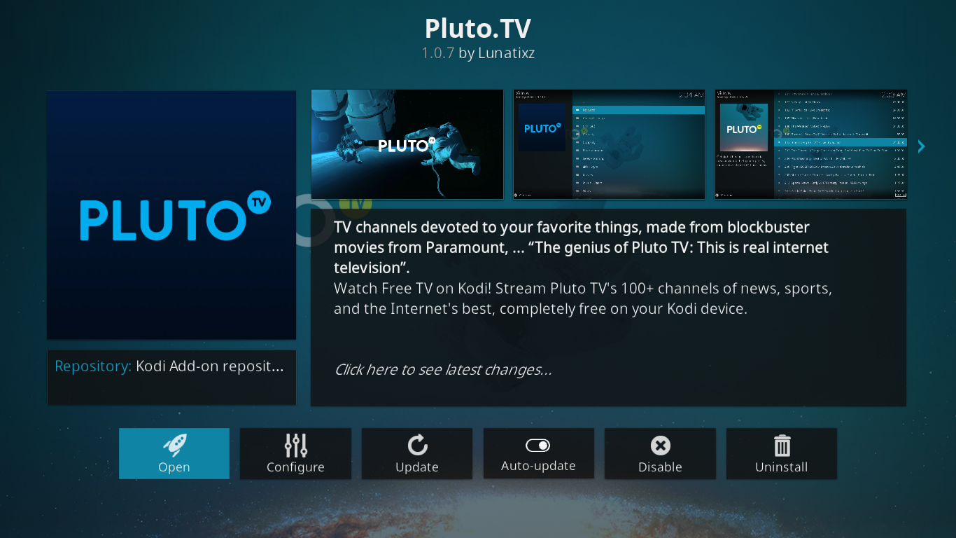 pluto tv kodi addon