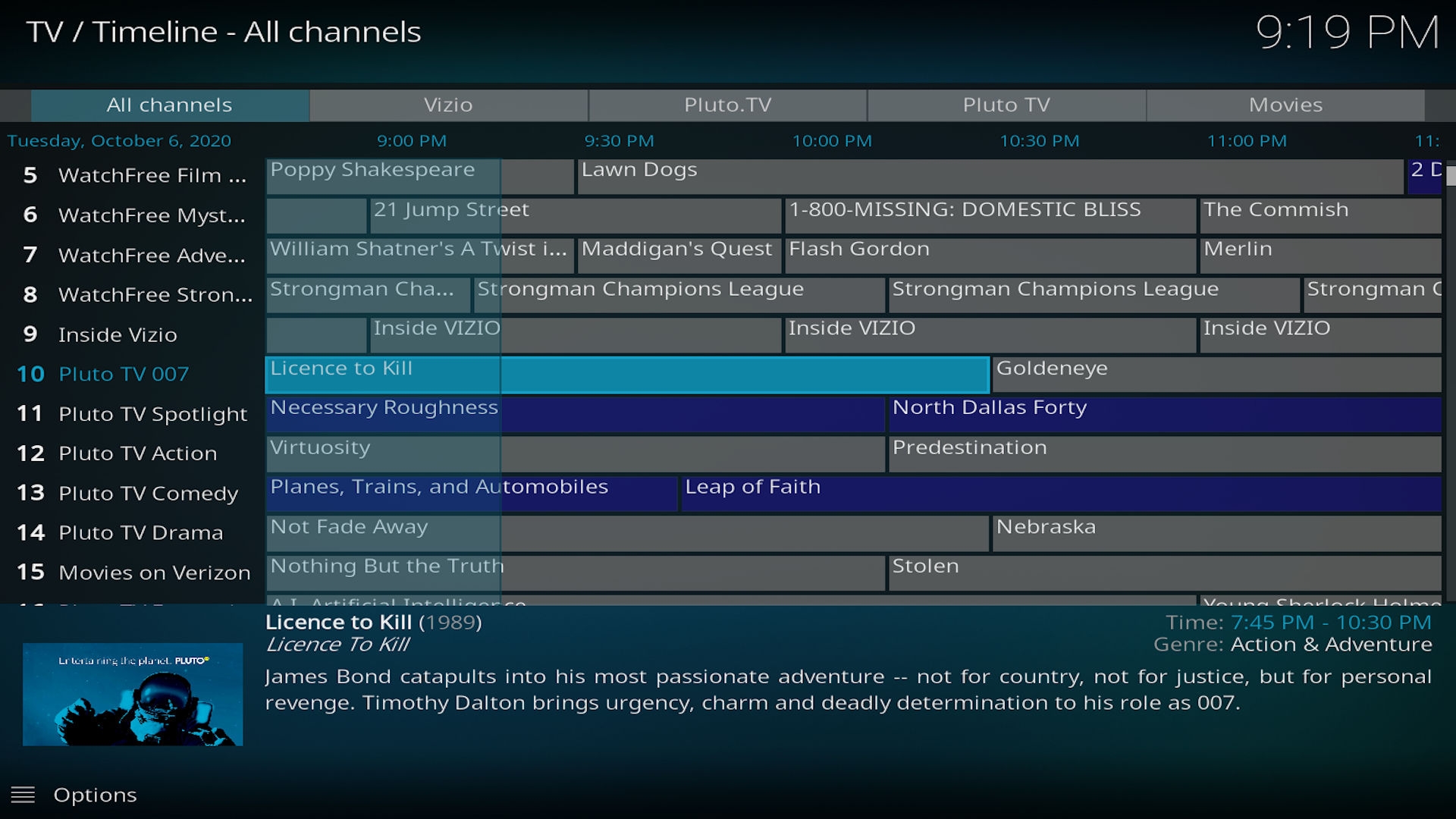 Pluto TV Matrix Addons Kodi