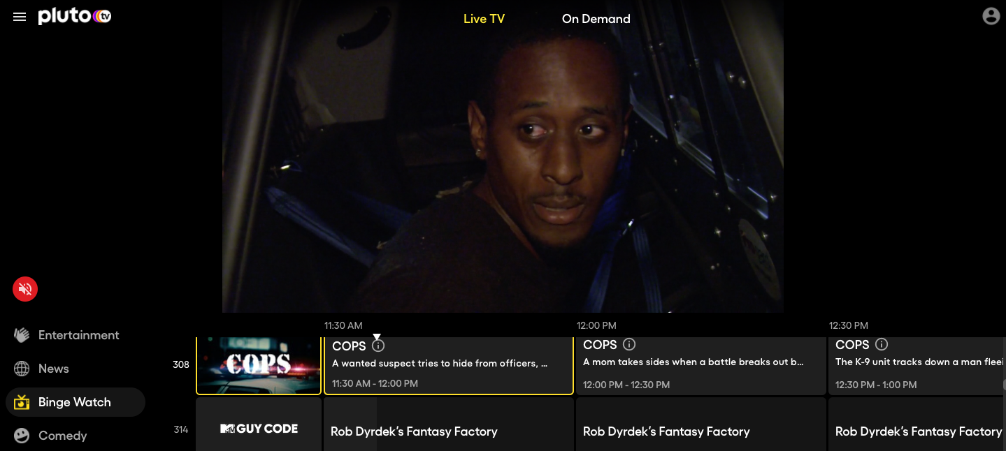 pluto tv cops pluto tv cops
