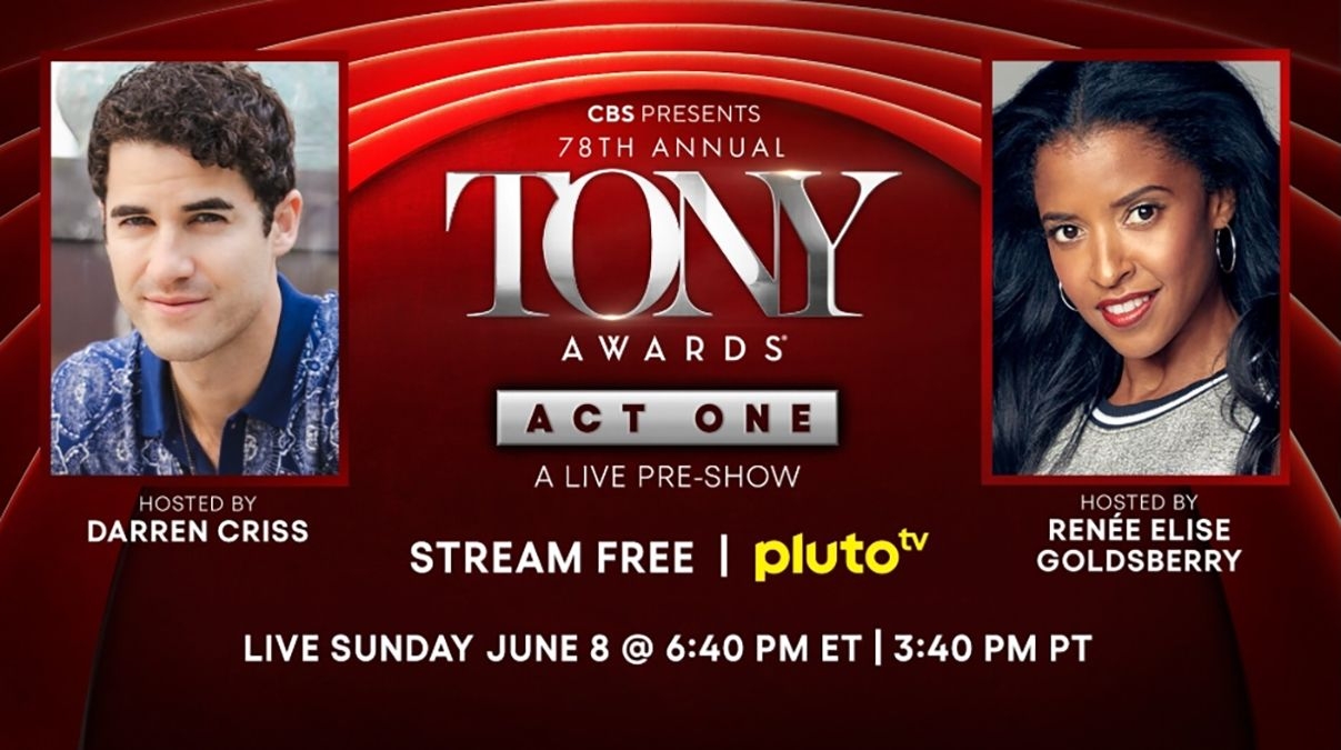Ren e Elise Goldsberry Darren Criss To Host Live Pre Show The Tony Awards Act One For Pluto TV