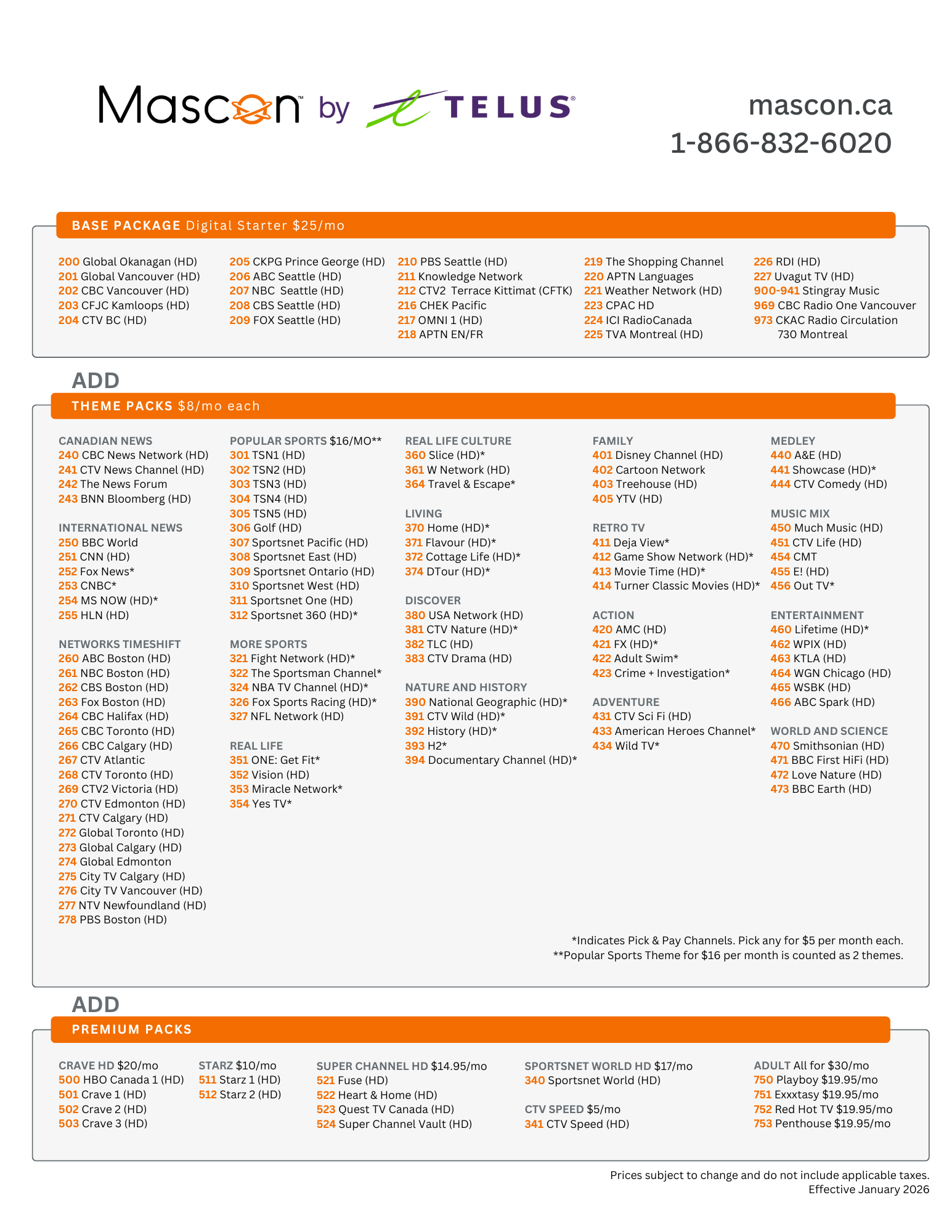 Residential TV Channel Guides Mascon