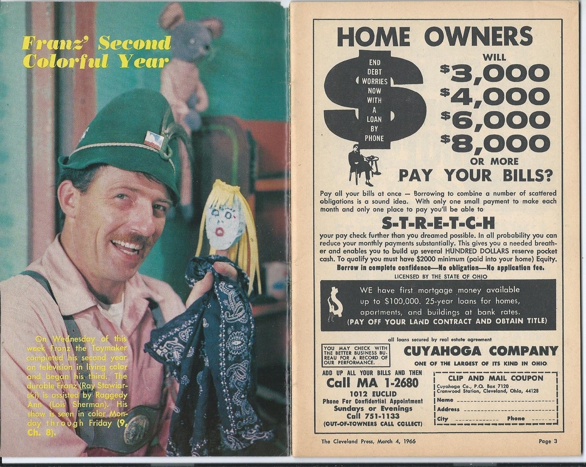 SCARCE VTG CLEVELAND FRANZ THE TOYMAKER LOCAL TV GUIDE 1966 DVD GHOULARDI ERA EBay SCARCE VTG CLEVELAND FRANZ THE TOYMAKER LOCAL TV GUIDE 1966 DVD GHOULARDI ERA EBay
