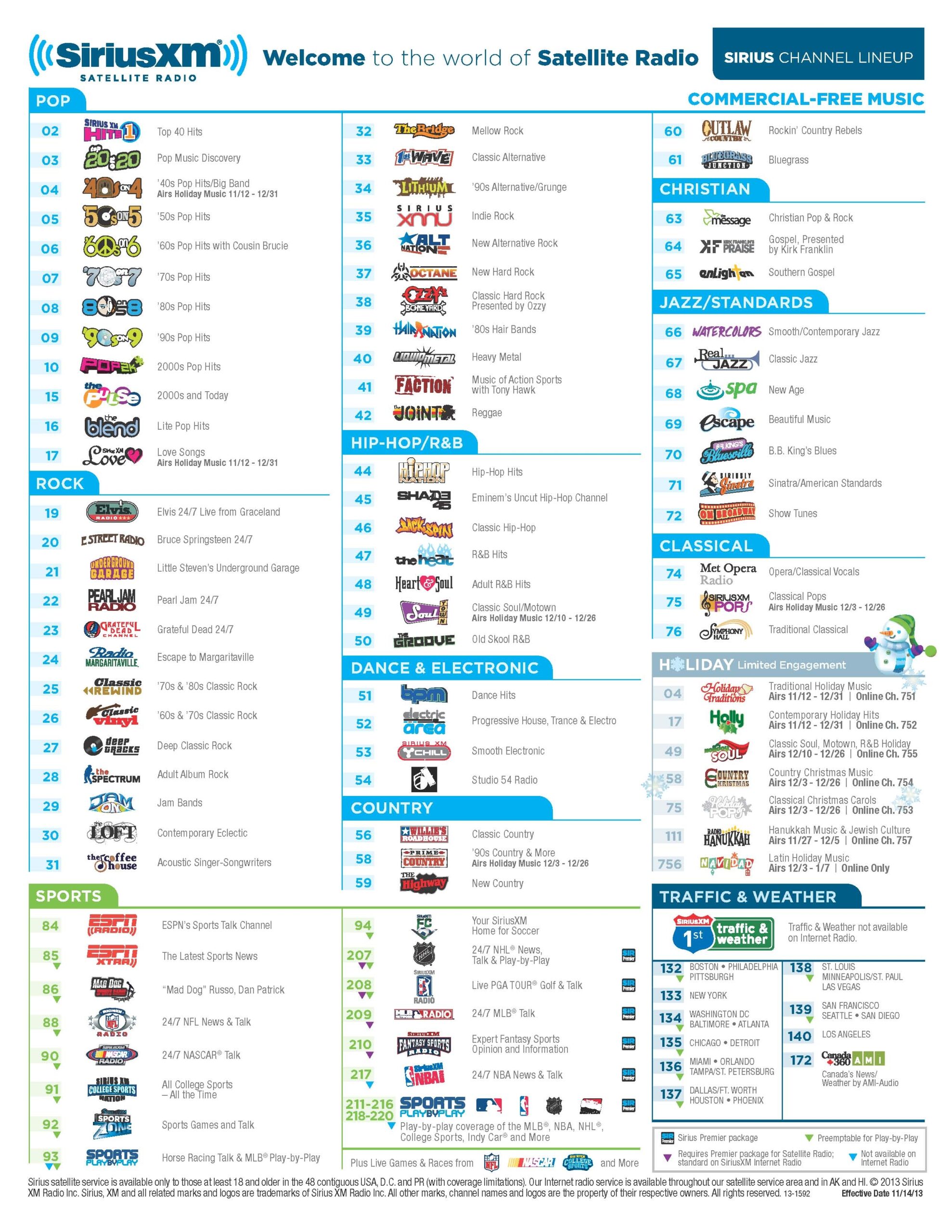Sirius Satellite Radio Channel Guide Printable Printable Party Favors Sirius Satellite Radio Channel Guide Printable Printable Party Favors