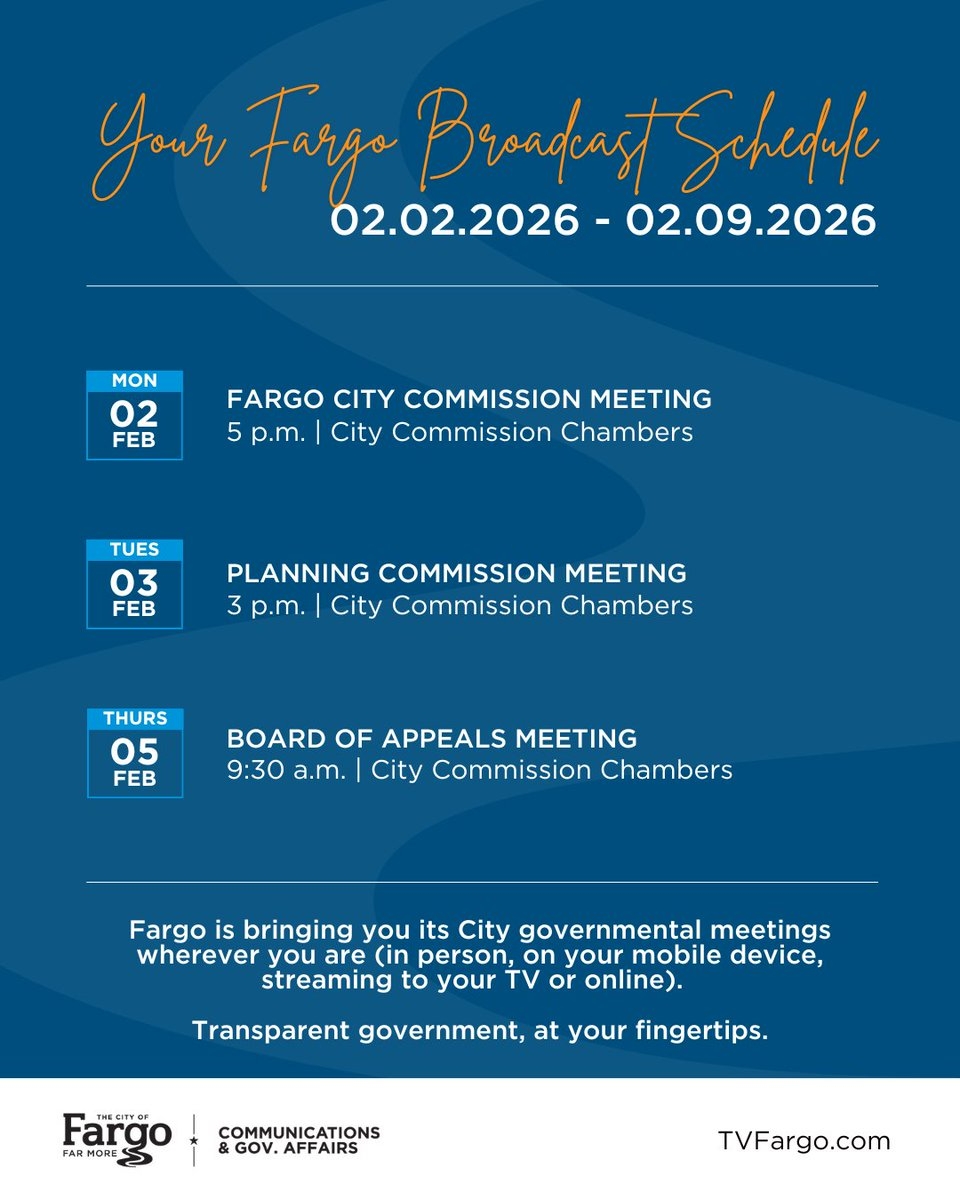 Team Fargo Is Bringing Upcoming Broadcasts To You Live because Staying Connected To Your Local Government Should Be Simple Watch Your Way Cable Channel 56 Midco Sparklight Livestream Facebook YouTube Team Fargo Is Bringing Upcoming Broadcasts To You Live because Staying Connected To Your Local Government Should Be Simple Watch Your Way Cable Channel 56 Midco Sparklight Livestream Facebook YouTube