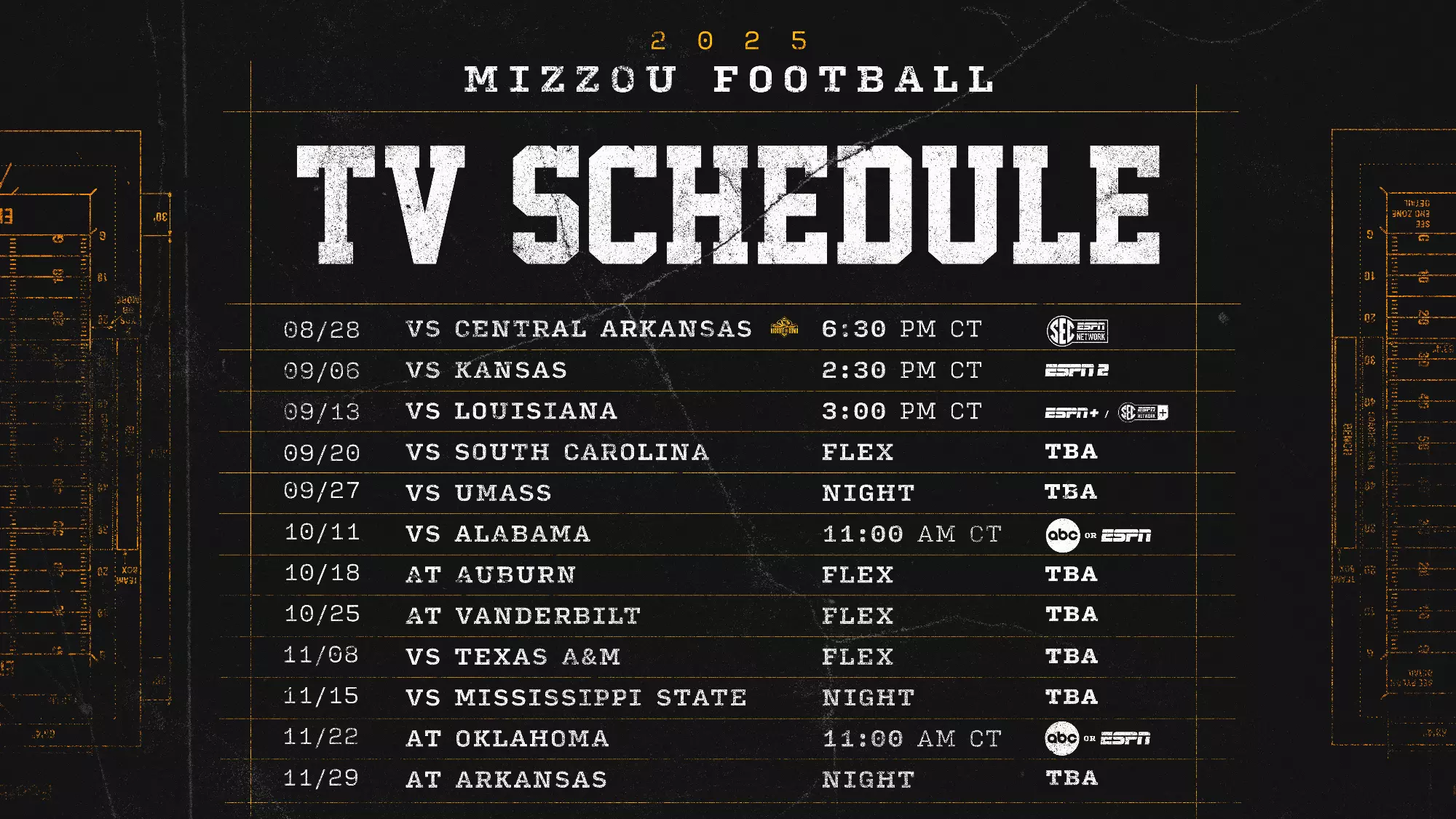 Television Windows Announced For 2025 Football Season University Of Missouri Athletics Television Windows Announced For 2025 Football Season University Of Missouri Athletics