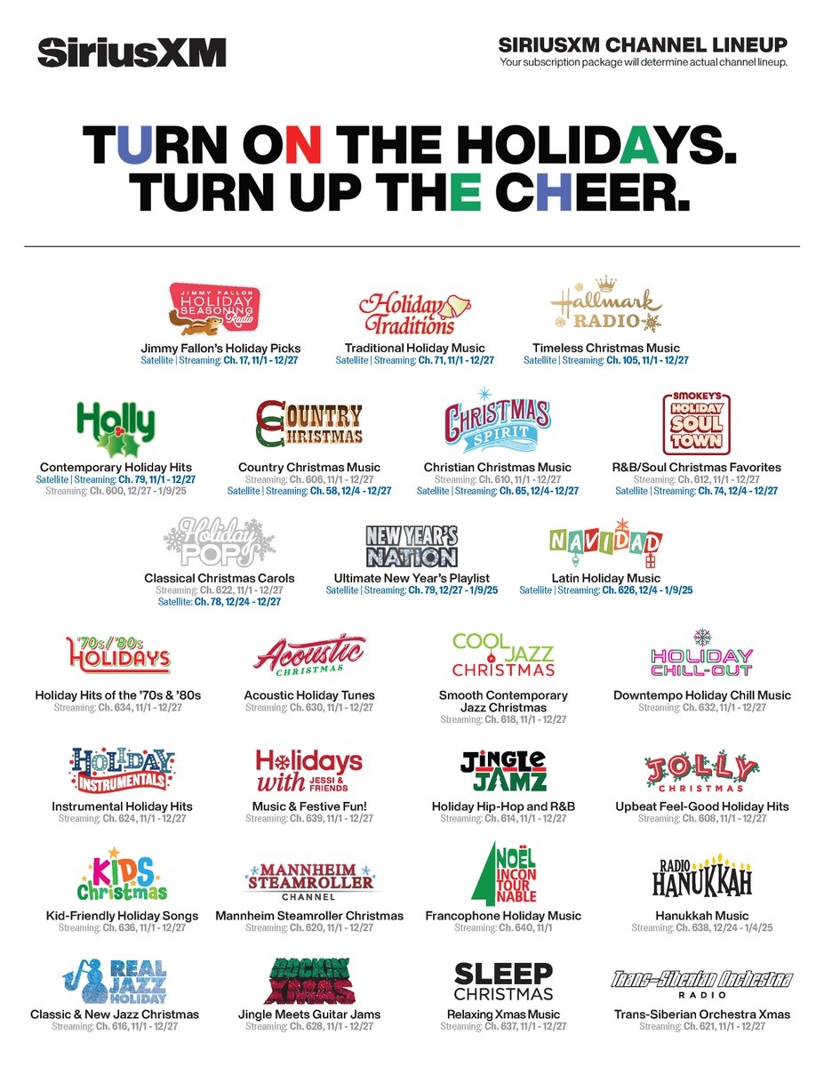 what are the sirius xm holiday channels what are the sirius xm holiday channels
