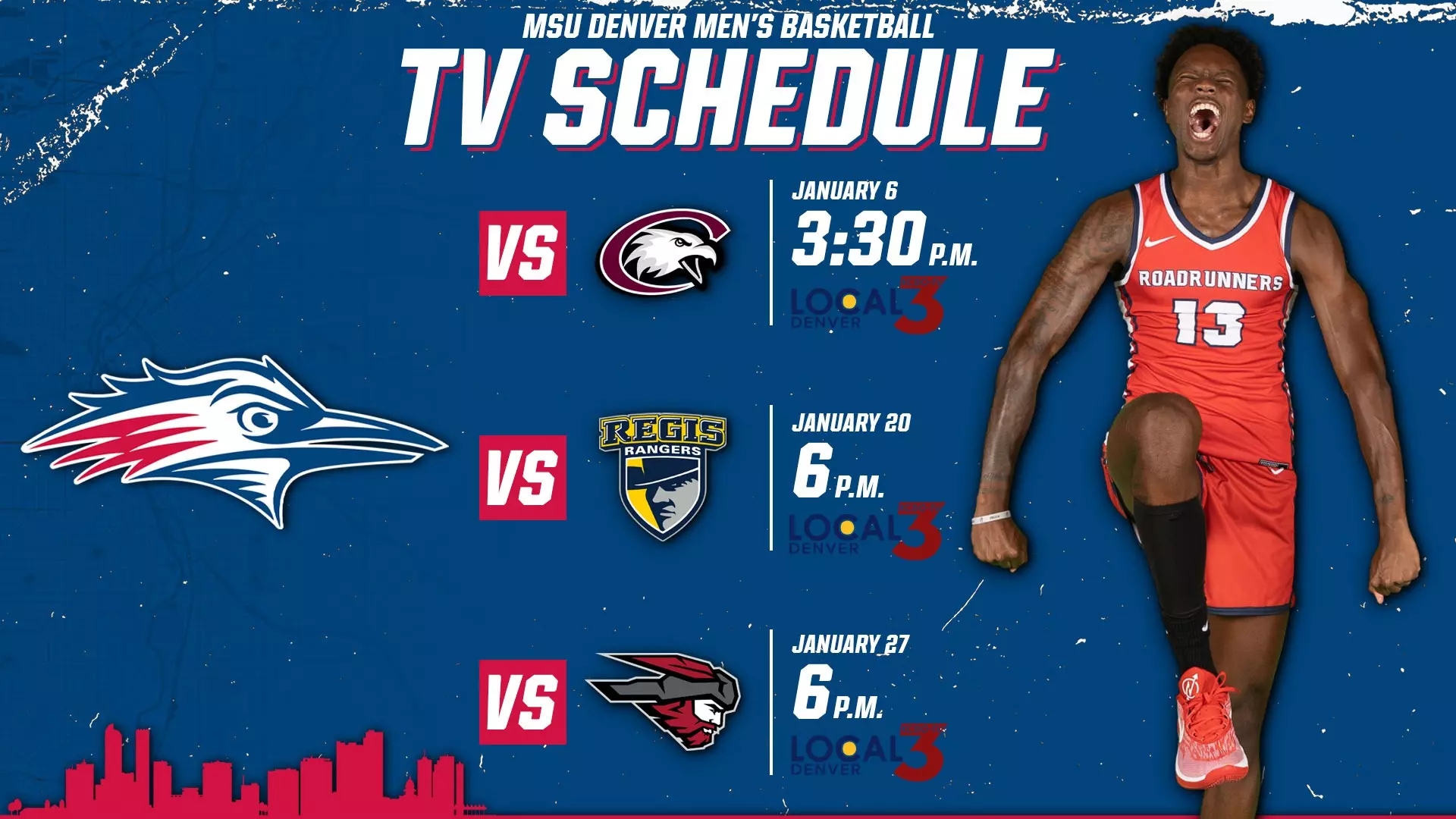 Three Roadrunners Games To Be Televised By Channel 3 In January MSU Denver Athletics