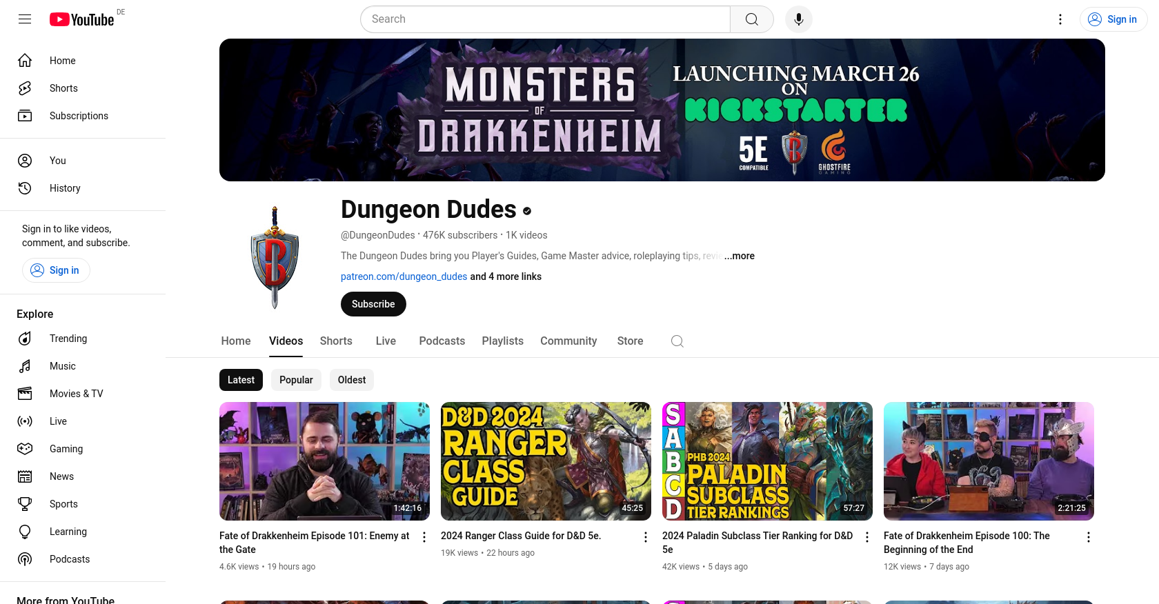 Top 10 Dnd Youtubers