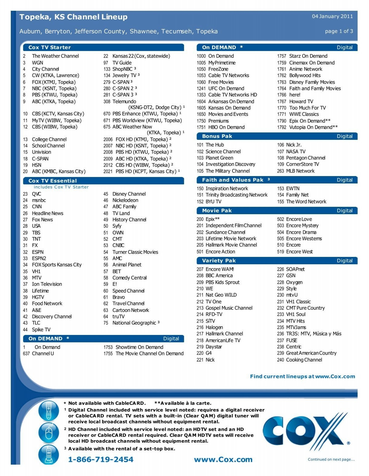 Topeka KS Channel Lineup Cox Communications